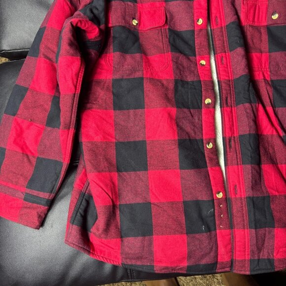 Red Head Men's Shirt Jacket Red Black Flannel Plaid Sherpa Lined Size 2XL - Picture 7 of 13